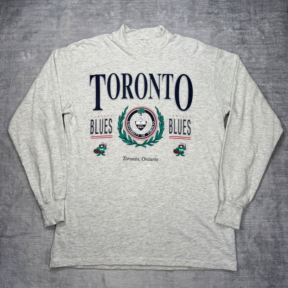 University Of Toronto Shirt Mens XL Grey Varsity Blues Vintage 90s Long Sleeve